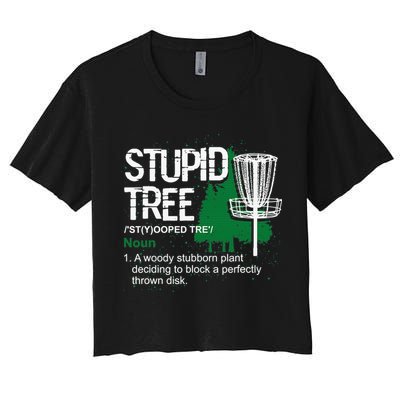 Stupid Tree Definition Disc Golf Golfers Vintage Christmas Crop Top