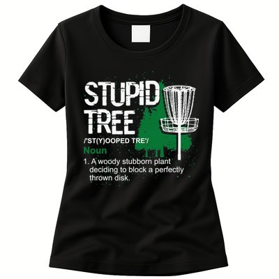 Stupid Tree Definition Disc Golf Golfers Vintage Christmas Womens T-Shirt