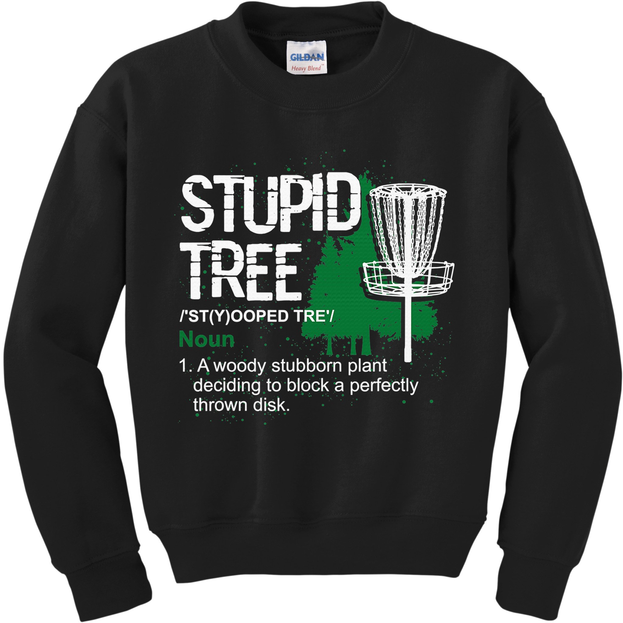 Stupid Tree Definition Disc Golf Golfers Vintage Christmas Kids Sweatshirt