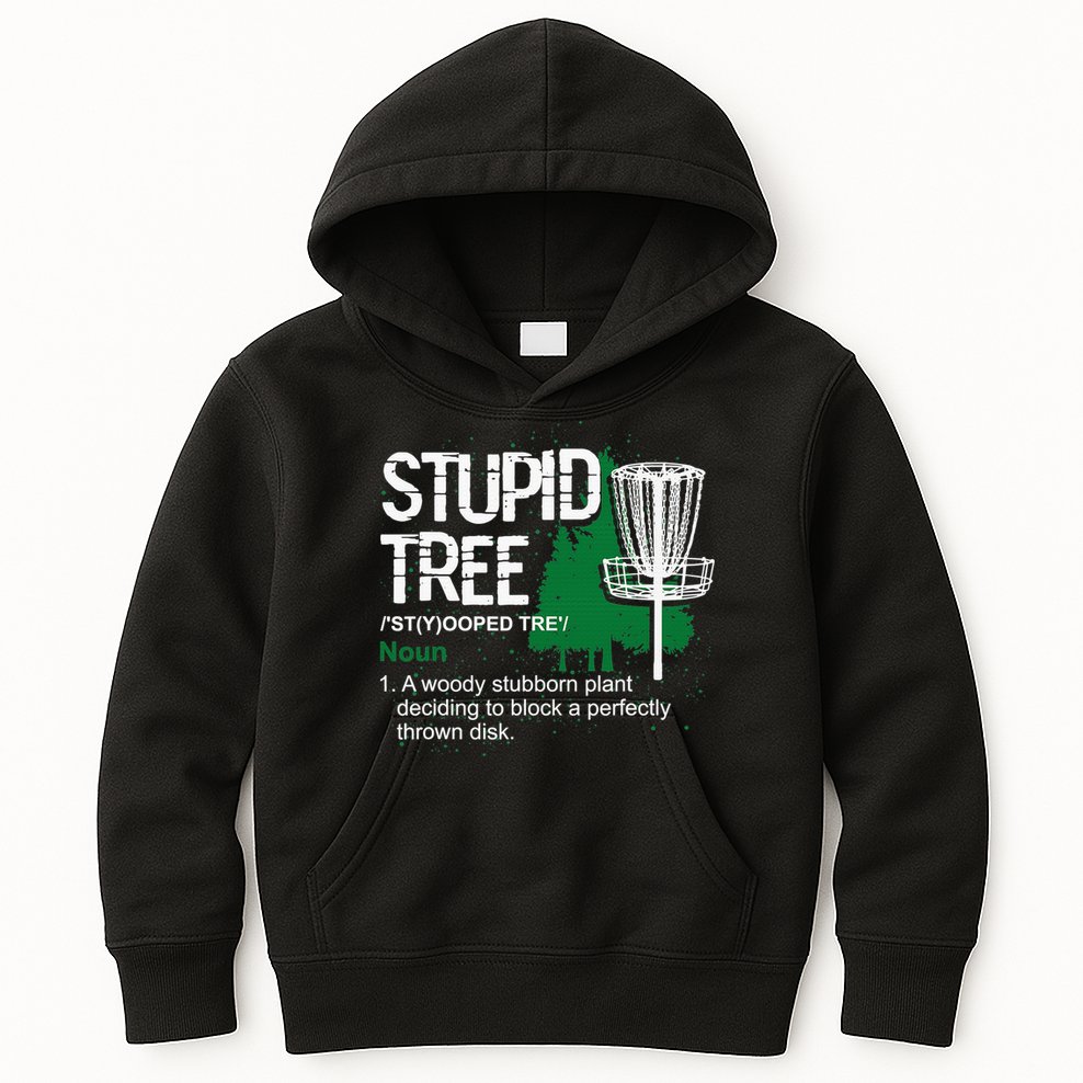 Stupid Tree Definition Disc Golf Golfers Vintage Christmas Kids Hoodie