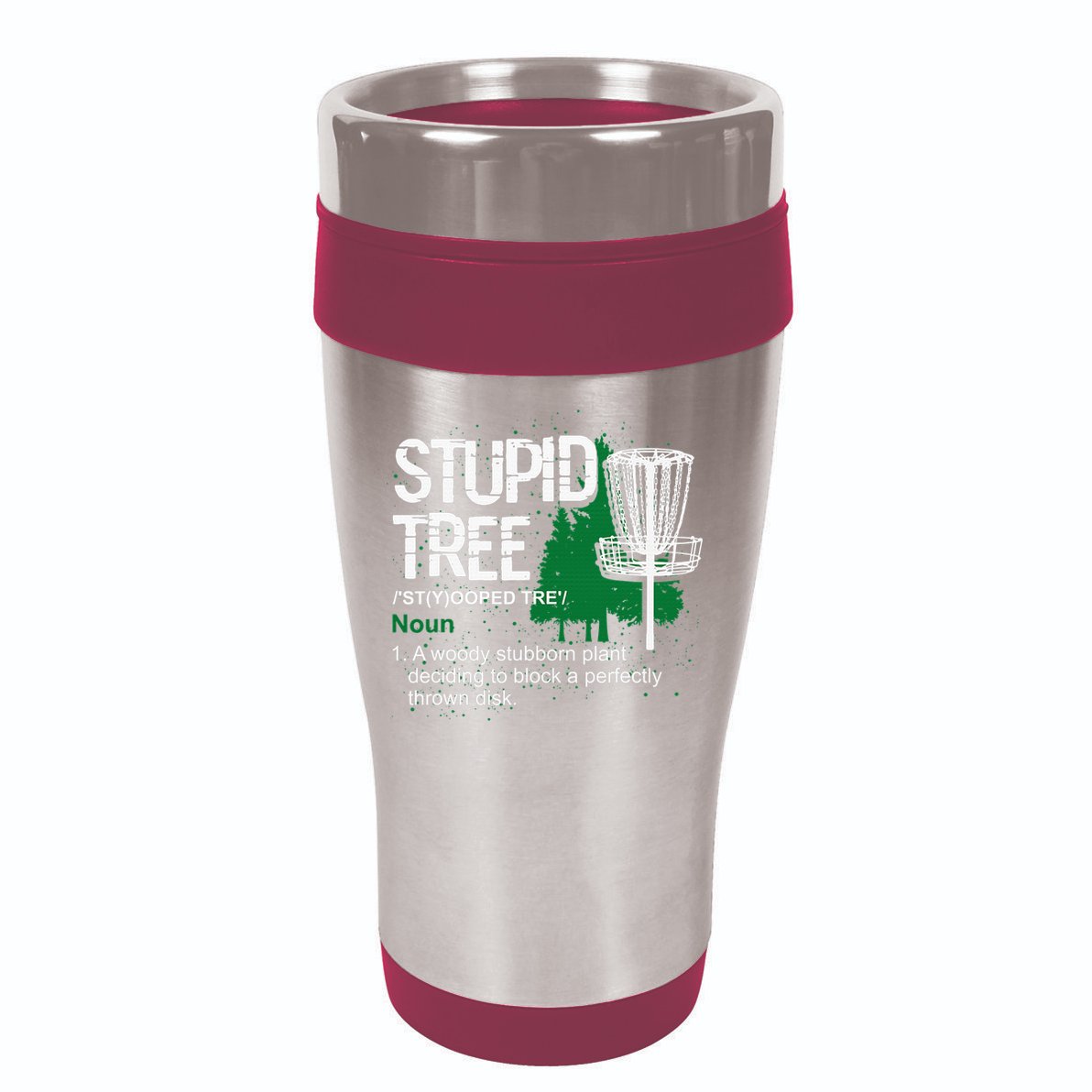 Stupid Tree Definition Disc Golf Golfers Vintage Christmas 16oz Travel Tumbler