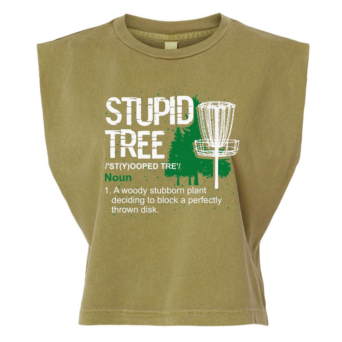 Stupid Tree Definition Disc Golf Golfers Vintage Christmas Garment-Dyed Women's Muscle Tee