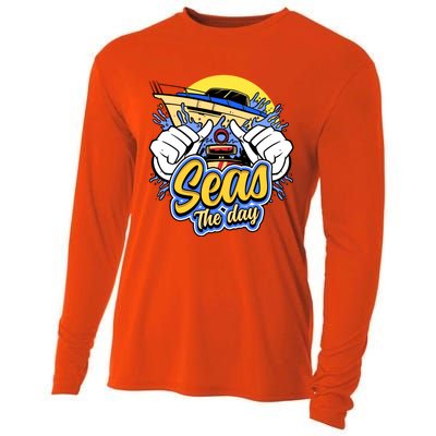 Seas The Day Compass Ocean Maritime Sealife Gift Cooling Performance Long Sleeve Crew