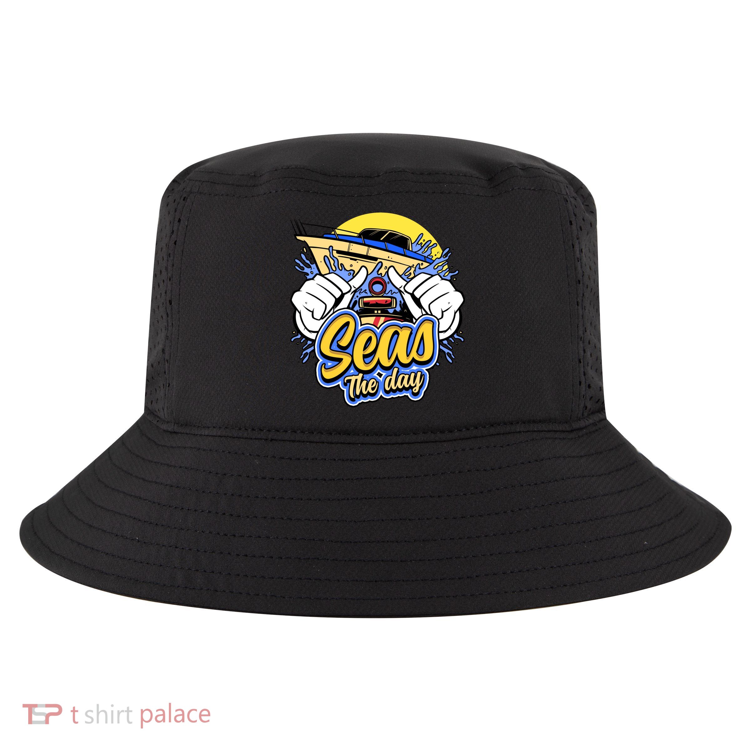 Seas The Day Compass Ocean Maritime Sealife Gift Cool Comfort Performance Bucket Hat