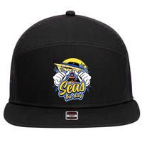 Seas The Day Compass Ocean Maritime Sealife Gift 7 Panel Mesh Trucker Snapback Hat