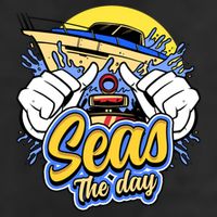 Seas The Day Compass Ocean Maritime Sealife Gift 7 Panel Mesh Trucker Snapback Hat
