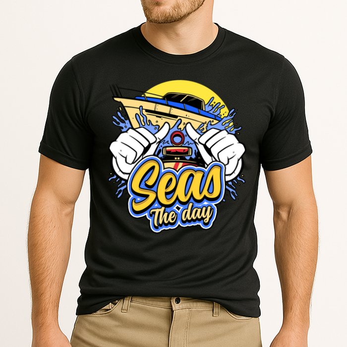 Seas The Day Compass Ocean Maritime Sealife Gift Cooling Performance Crew T-Shirt