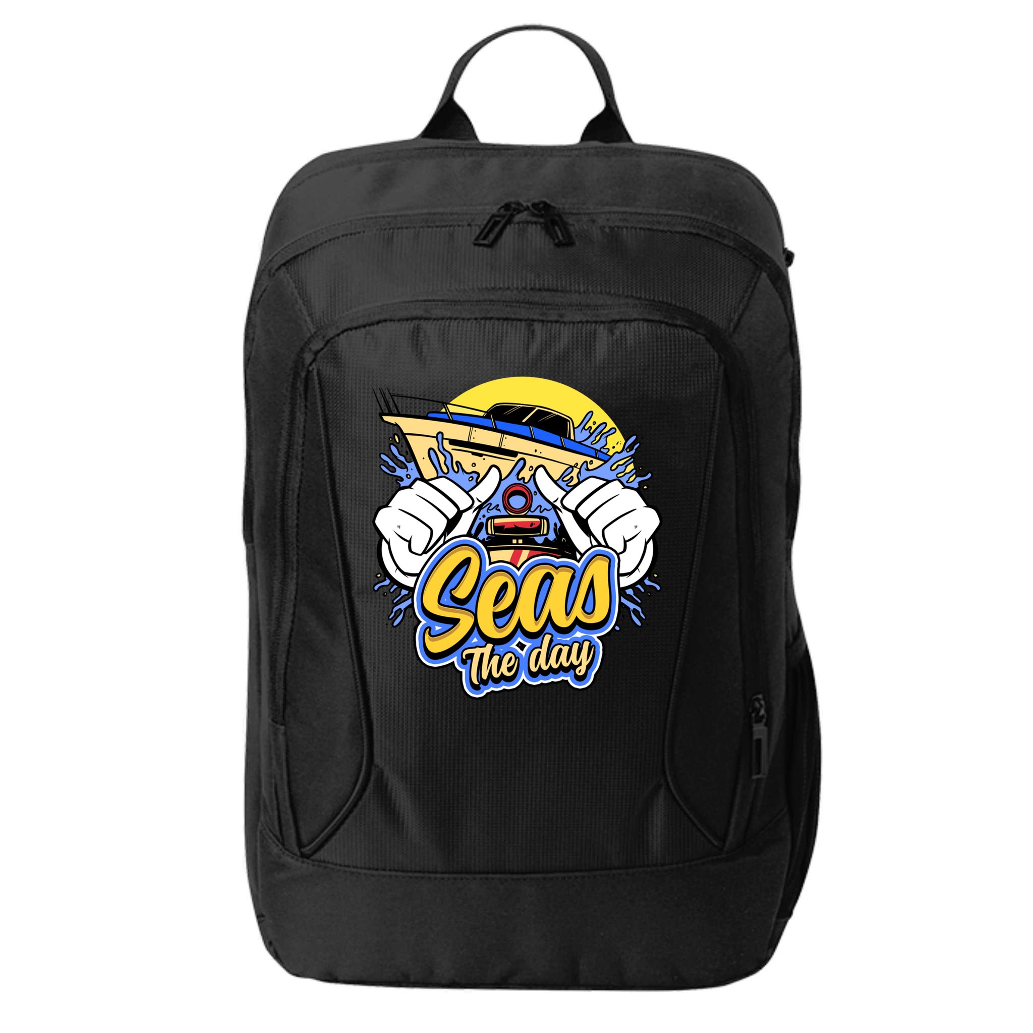 Seas The Day Compass Ocean Maritime Sealife Gift City Backpack
