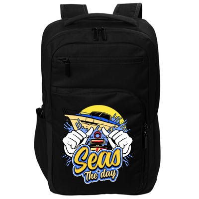 Seas The Day Compass Ocean Maritime Sealife Gift Impact Tech Backpack