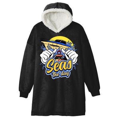 Seas The Day Compass Ocean Maritime Sealife Gift Hooded Wearable Blanket