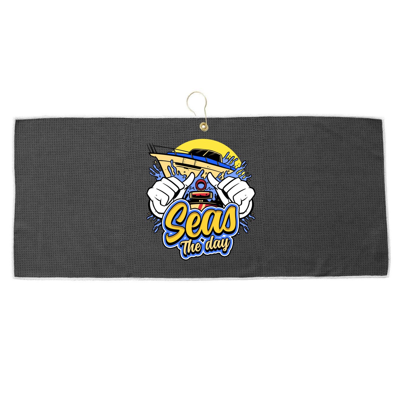 Seas The Day Compass Ocean Maritime Sealife Gift Large Microfiber Waffle Golf Towel