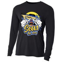 Seas The Day Compass Ocean Maritime Sealife Gift Cooling Performance Long Sleeve Crew
