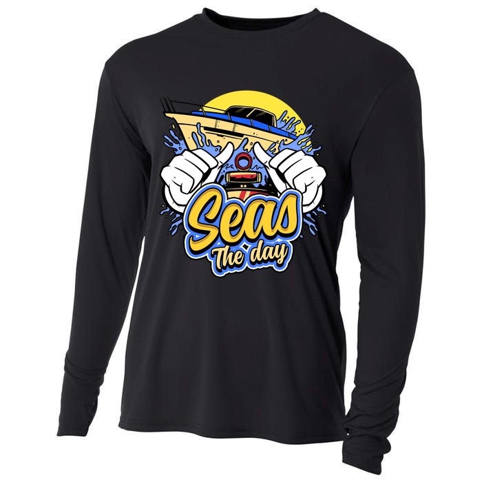 Seas The Day Compass Ocean Maritime Sealife Gift Cooling Performance Long Sleeve Crew