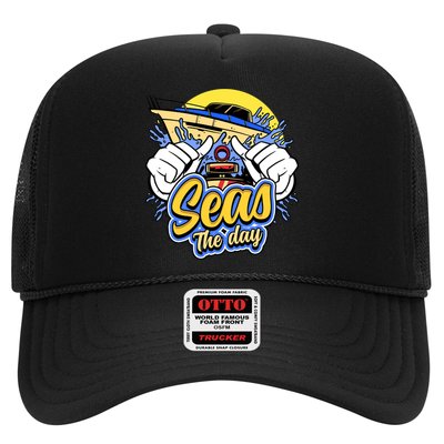 Seas The Day Compass Ocean Maritime Sealife Gift Trucker Hat