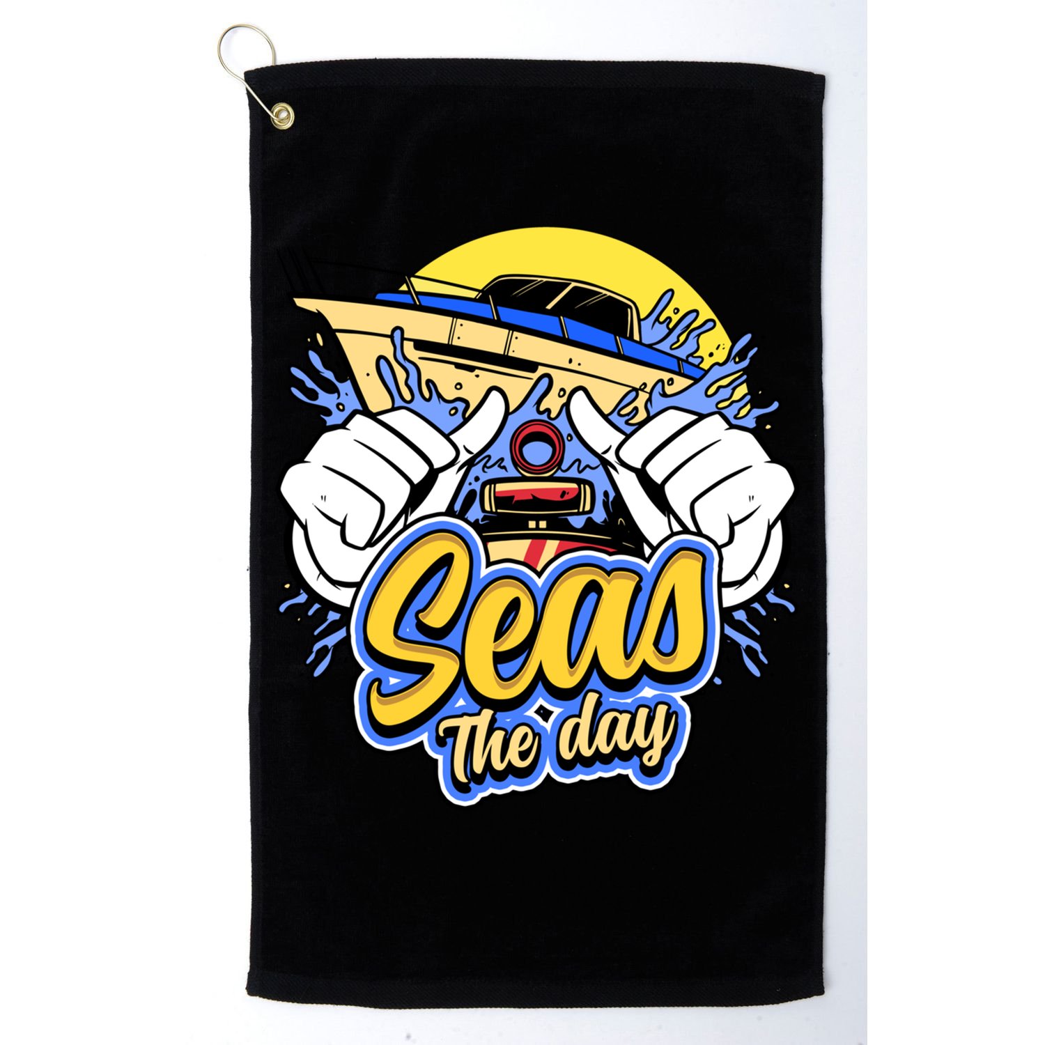 Seas The Day Compass Ocean Maritime Sealife Gift Golf Towel