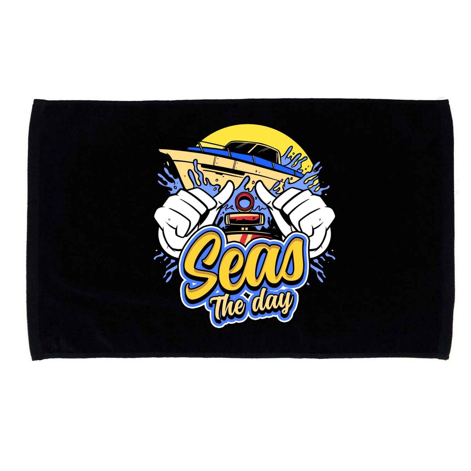 Seas The Day Compass Ocean Maritime Sealife Gift Microfiber Hand Towel