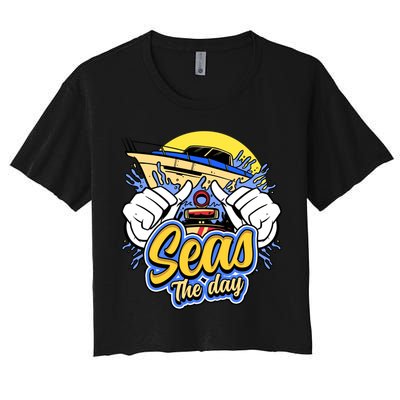 Seas The Day Compass Ocean Maritime Sealife Gift Crop Top