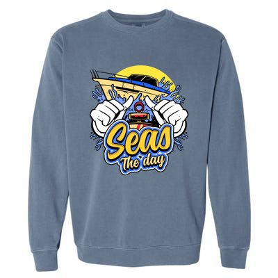 Seas The Day Compass Ocean Maritime Sealife Gift Garment-Dyed Sweatshirt