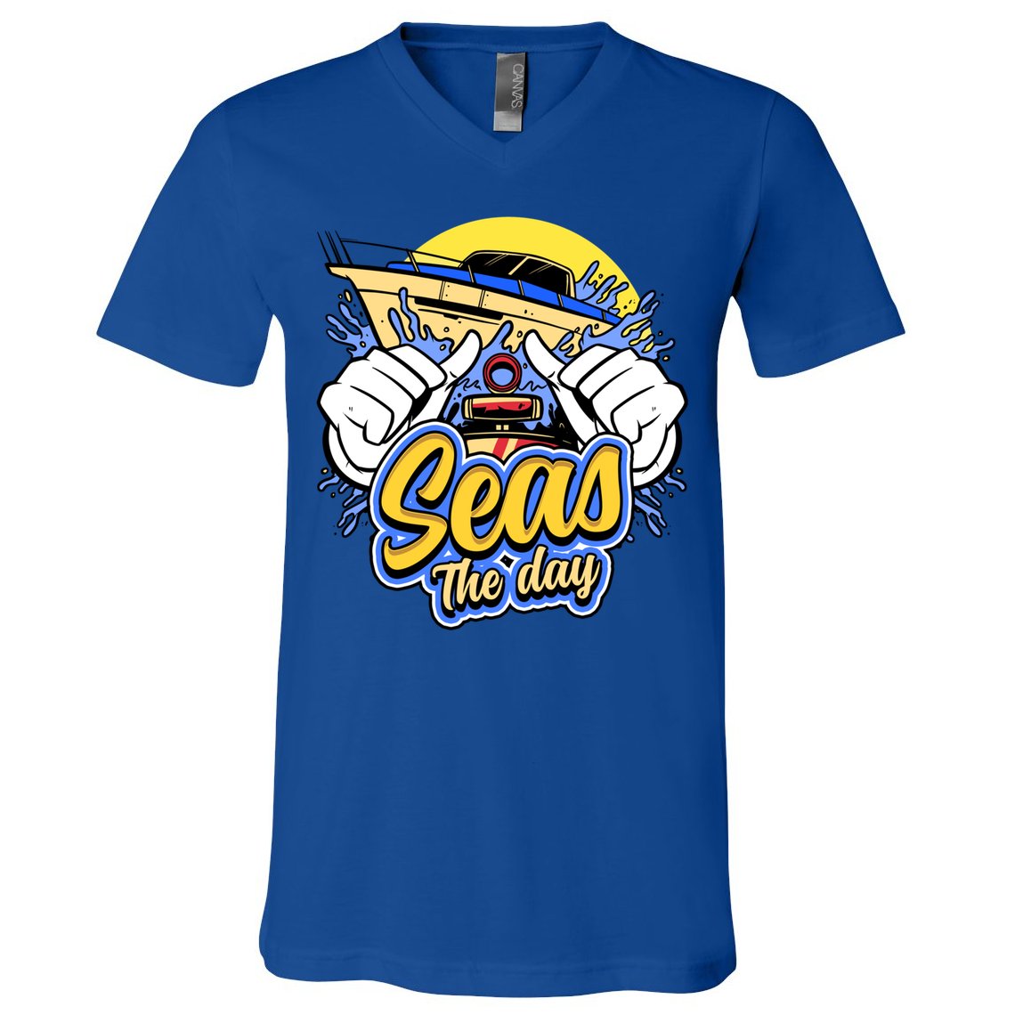 Seas The Day Compass Ocean Maritime Sealife Gift V-Neck T-Shirt