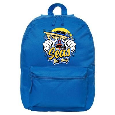 Seas The Day Compass Ocean Maritime Sealife Gift 16 in Basic Backpack