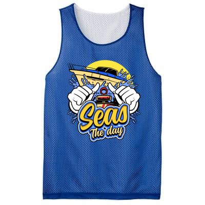 Seas The Day Compass Ocean Maritime Sealife Gift Mesh Reversible Basketball Jersey Tank