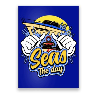 Seas The Day Compass Ocean Maritime Sealife Gift Poster