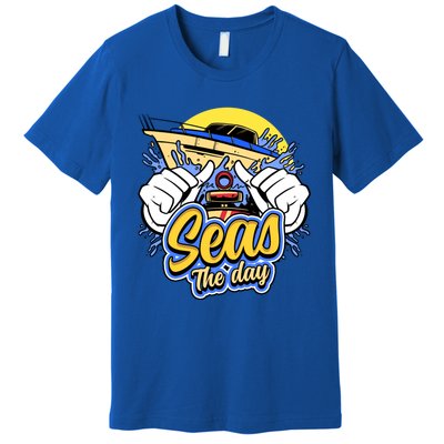 Seas The Day Compass Ocean Maritime Sealife Gift Premium T-Shirt