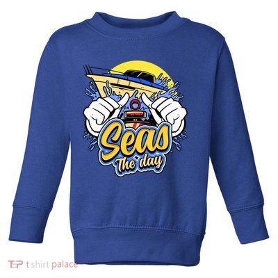 Seas The Day Compass Ocean Maritime Sealife Gift Toddler Sweatshirt
