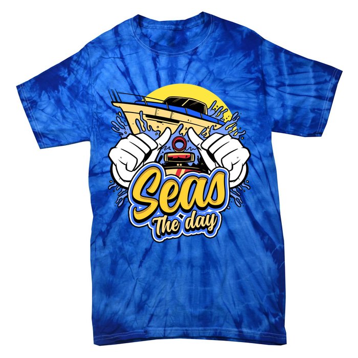 Seas The Day Compass Ocean Maritime Sealife Gift Tie-Dye T-Shirt