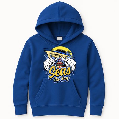 Seas The Day Compass Ocean Maritime Sealife Gift Kids Hoodie