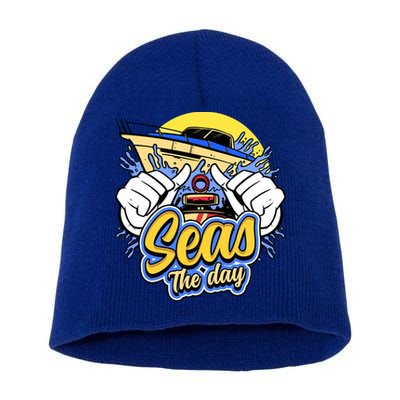Seas The Day Compass Ocean Maritime Sealife Gift Short Acrylic Beanie