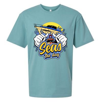 Seas The Day Compass Ocean Maritime Sealife Gift Sueded Cloud Jersey T-Shirt