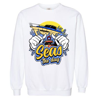 Seas The Day Compass Ocean Maritime Sealife Gift Garment-Dyed Sweatshirt