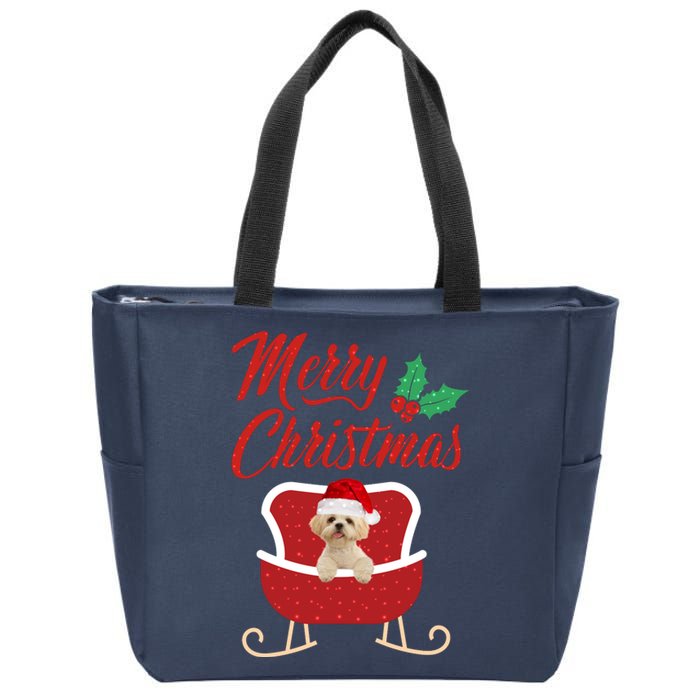 Shih Tzu Dog Merry Christmas Design For The Holiday Season! Zip Tote Bag