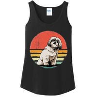 Shih Tzu Dog Retro Vintage Sunset Pet Shih Tzu Breed Lover Ladies Essential Tank