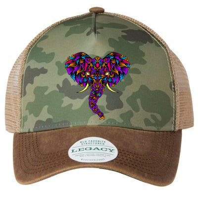 Save The Elephants Ornate Colorful Elephant Head Legacy Tie Dye Trucker Hat
