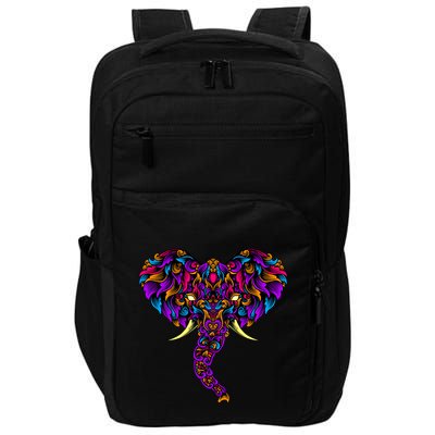 Save The Elephants Ornate Colorful Elephant Head Impact Tech Backpack
