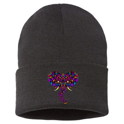 Save The Elephants Ornate Colorful Elephant Head Sustainable Knit Beanie