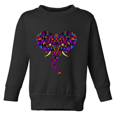 Save The Elephants Ornate Colorful Elephant Head Toddler Sweatshirt