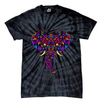 Save The Elephants Ornate Colorful Elephant Head Tie-Dye T-Shirt