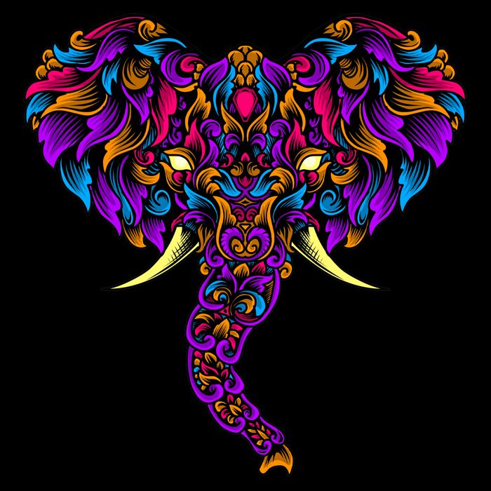 Save The Elephants Ornate Colorful Elephant Head Tie-Dye T-Shirt