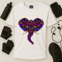 Save The Elephants Ornate Colorful Elephant Head Performance Shirt