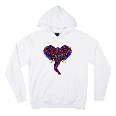 Save The Elephants Ornate Colorful Elephant Head Hoodie