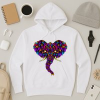 Save The Elephants Ornate Colorful Elephant Head Hoodie