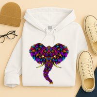 Save The Elephants Ornate Colorful Elephant Head Hoodie