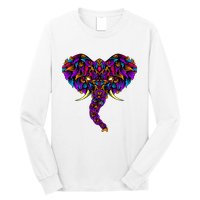 Save The Elephants Ornate Colorful Elephant Head Long Sleeve Shirt