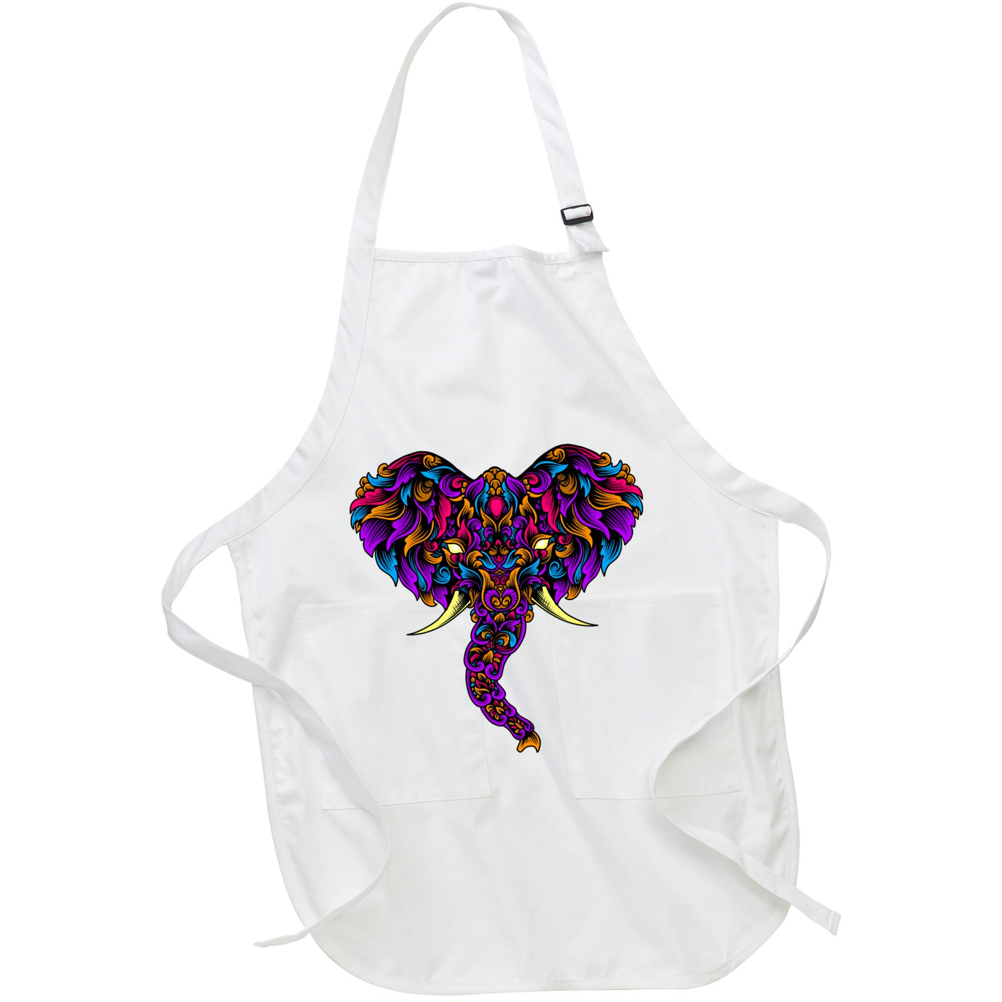 Save The Elephants Ornate Colorful Elephant Head Apron