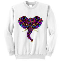 Save The Elephants Ornate Colorful Elephant Head Sweatshirt
