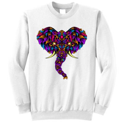 Save The Elephants Ornate Colorful Elephant Head Sweatshirt