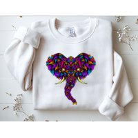 Save The Elephants Ornate Colorful Elephant Head Sweatshirt